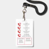 緊急時のアレルギー(I.C.E.) カードアレルギー バッジ (ストラップ付き裏面)