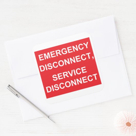 緊急時の接続解除、サービスの接続解除のシール スクエアシール (封筒)