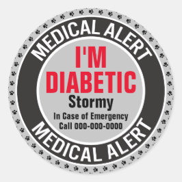 緊急時の糖尿病性犬の医療警報 ラウンドシール