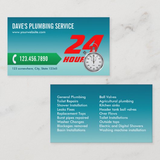 緊急時サービスの鉛管工を垂直にすること 名刺 (正面/裏面)