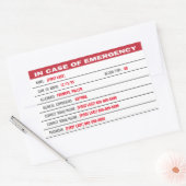 緊急時情報の追加文字シール 長方形シール (封筒)