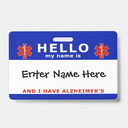 緊急時情報 アルツハイマー HELLO バッジ (正面)