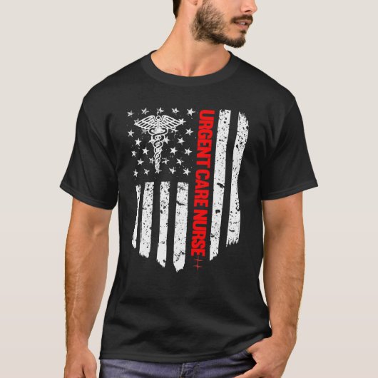 緊急気にナースアメリカ国旗Rn登録保育園 Tシャツ (正面)