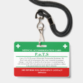 緊急氷点下に見えない疾病の場合のポット バッジ (正面(ネックストラップ付))