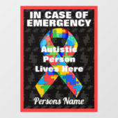 緊急自パーソナライズされた閉症患者が住む ウィンドウサイン (シート)