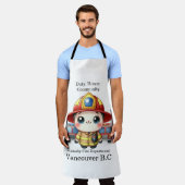 緊急車両を搭載した可愛い消防士 エプロン (着用した状態)