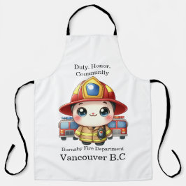 緊急車両を搭載した可愛い消防士 エプロン