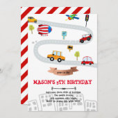 緊急車両輸送バースデーカード 招待状 (正面/裏面)