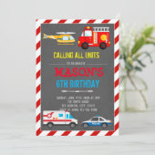 緊急車両輸送誕生日カード 招待状 (スタンド正面)