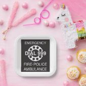 緊急通報999 Sign消防警察救急車 ペーパープレート (パーティー)