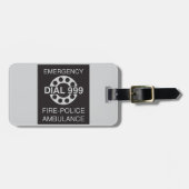 緊急通報999 Sign消防警察救急車 ラゲッジタグ (正面横)