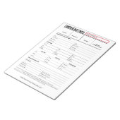 緊急連絡情報シート ノートパッド (アングル)