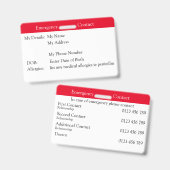 緊急連絡 バッジ (正面＆裏面)