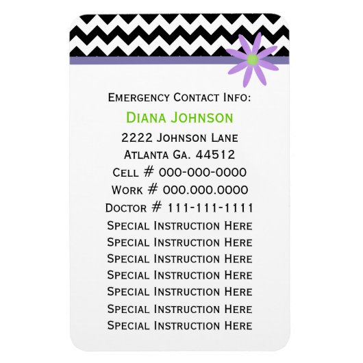 緊急連絡:ベビーシッタープレミアムマグネット マグネット (縦)