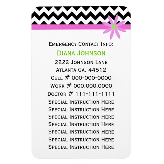 緊急連絡:ベビーシッタープレミアムマグネット マグネット (縦)