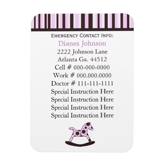 緊急連絡：ベビーシッタープレミアムマグネット マグネット (縦)