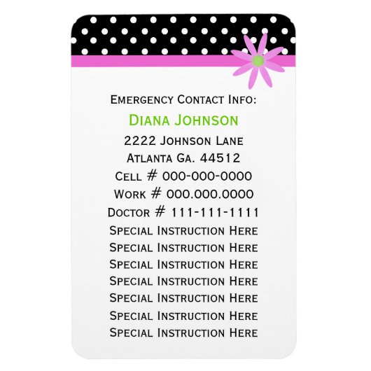 緊急連絡:ベビーシッタープレミアムマグネット マグネット (縦)