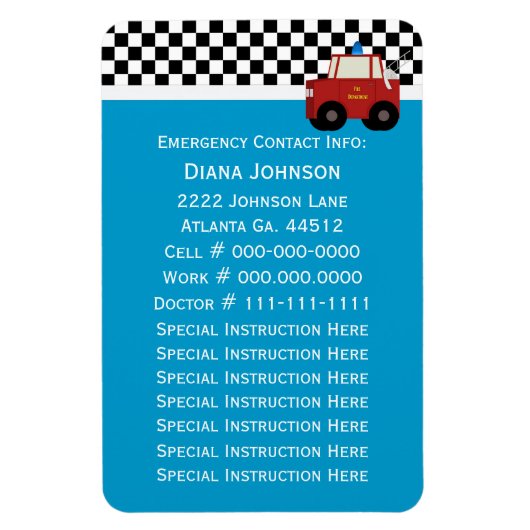 緊急連絡：消防車 マグネット (縦)