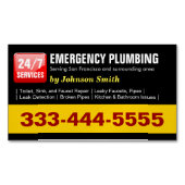 緊急配管用呼び出し – 配管工冷蔵庫用マグネット マグネット名刺 (正面)