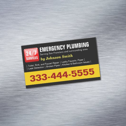 緊急配管用呼び出し – 配管工冷蔵庫用マグネット マグネット名刺 (インサイチュ)
