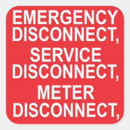 緊急、サービス、およびメーターの切断ラベル スクエアシール
