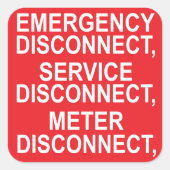 緊急、サービス、およびメーターの切断ラベル スクエアシール (正面)