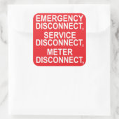 緊急、サービス、およびメーターの切断ラベル スクエアシール (バッグ)