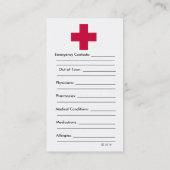 緊急IDカード コーリングカード (裏面)