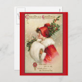 緋色かわいらしのホリデーカードの女ビクトリアン性 シーズンポストカード (正面/裏面)