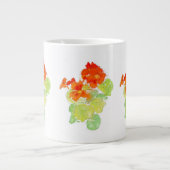 緋色とオレンジ色のナスタスティウム ジャンボコーヒーマグカップ (正面)