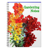 緋色とオレンジ色のワールフラワーガーデニング手帳 ノートブック (正面)