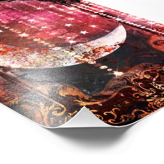 緋色とセピア神秘的な月の結晶 フォトプリント            (角)