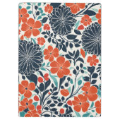 緋色と黒のモダンフローラ クリップボード (裏面)