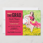 緋色と黒の卒業パーティー招待状 招待状 (正面)