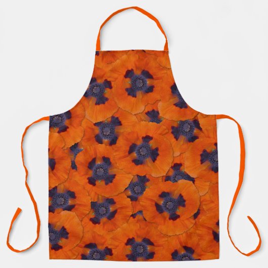 緋色のオレンジ色のポピーのシームレスなパターン エプロン (正面)
