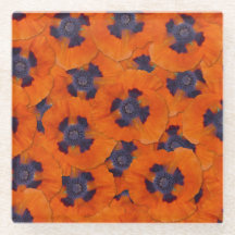 緋色のオレンジ色のポピーのシームレスなパターン