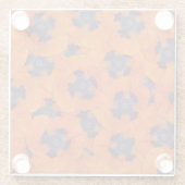 緋色のオレンジ色のポピーのシームレスなパターン ガラスコースター (裏面)