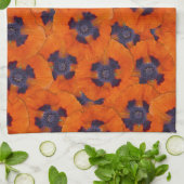 緋色のオレンジ色のポピーのシームレスなパターン キッチンタオル (折り畳み)
