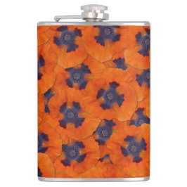 緋色のオレンジ色のポピーのシームレスなパターン フラスク