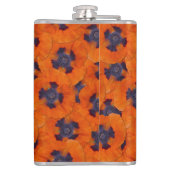 緋色のオレンジ色のポピーのシームレスなパターン フラスク (裏面)