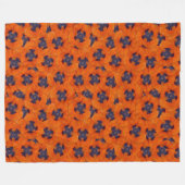 緋色のオレンジ色のポピーのシームレスなパターン フリースブランケット (正面(横))