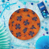 緋色のオレンジ色のポピーのシームレスなパターン ペーパープレート (パーティー)