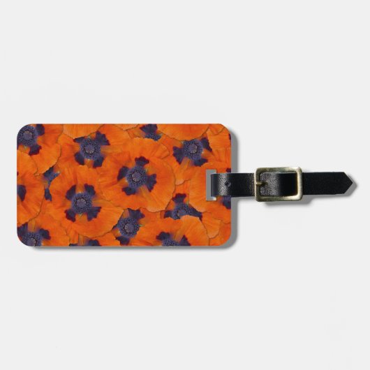 緋色のオレンジ色のポピーのシームレスなパターン ラゲッジタグ (正面横)