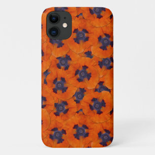 緋色のオレンジ色のポピーのシームレスなパターン iPhone 11 ケース