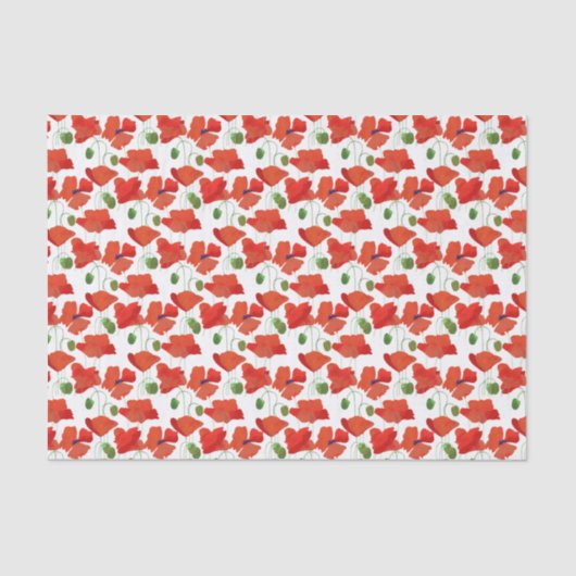 緋色のケシの花のパターンへカスタマイズ 薄葉紙 (正面)