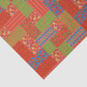 緋色のケシ柄ノスタルジックフェイクパッチワーク 薄葉紙 (詳細)