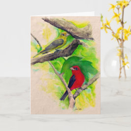 緋色のタネジャーズ鳥の水の色絵画のカード カード