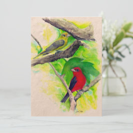 緋色のタネジャーズ鳥の水の色絵画のカード ノートカード