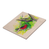 緋色のタネジャーズ鳥の水の色絵画のセラミック タイル (側面)