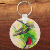 緋色のタネジャーズ鳥の水絵画色の キーホルダー (正面)